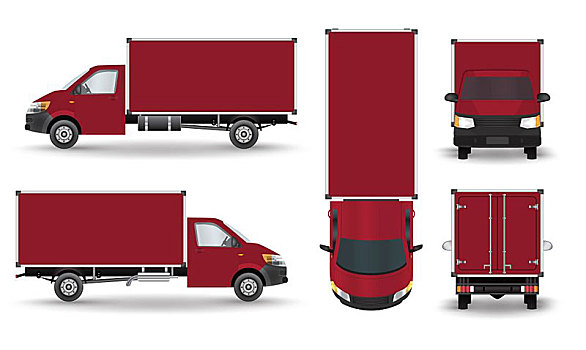 红色,小,卡车,剪影