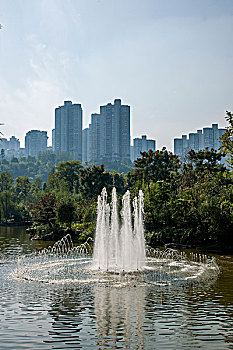 重庆渝北区龙头寺公园喷水池