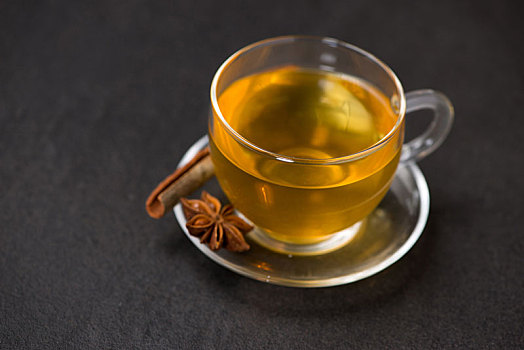 杯子,红茶,调味品,白色背景,木质背景