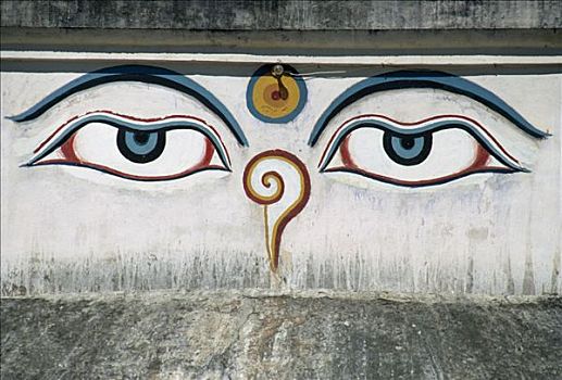 佛塔,墙壁,特写,尼泊尔,亚洲艺术