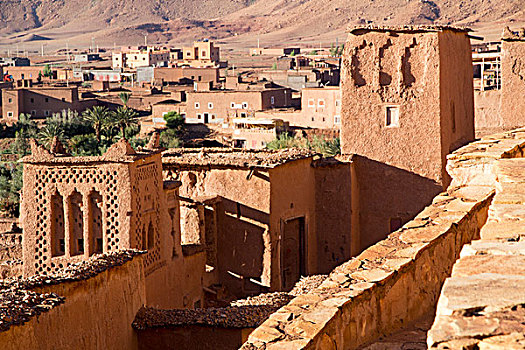 摩洛哥,华丽,设计,砖坯,泥,建筑,牢固,乡村,世界遗产,联合国教科文组织