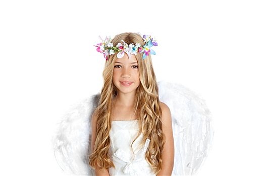天使,小女孩,翼,孩子,花冠