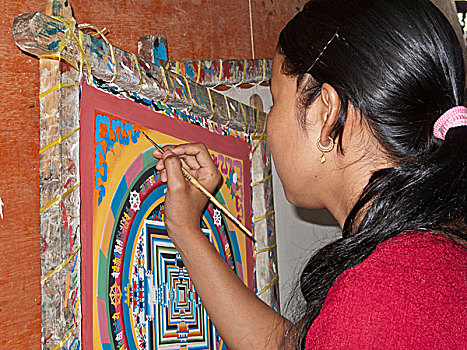 油漆工,描绘,加德满都,尼泊尔,南亚