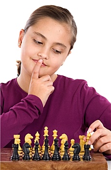 魅力,小女孩,玩,下棋