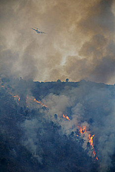 火,灭绝,消防,飞机,法国,森林火灾,阿尔卑斯山,欧洲