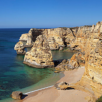 海滩,岩石海岸,阿尔加维,葡萄牙