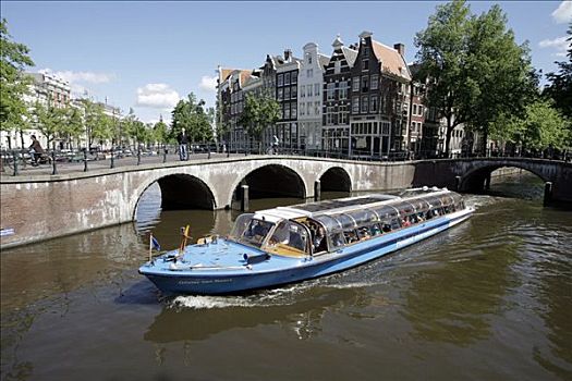 旅游,运河,正面,阿姆斯特丹,荷兰,欧洲
