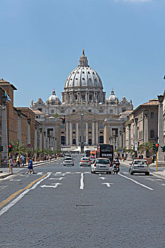 远景,风景,圣徒,大教堂,展示,圆顶,协和大道,博尔戈,罗马,意大利,欧洲
