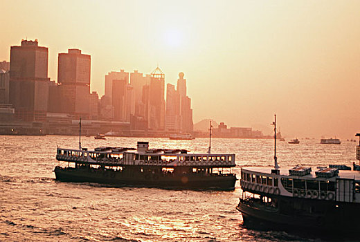 香港,尖沙嘴,风景,天际线,星,渡轮,大幅,尺寸