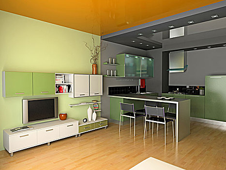 现代,厨房,室内设计