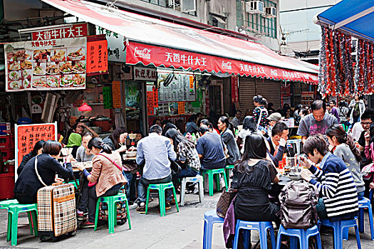 中国,香港,铜锣湾,人,吃饭,户外,餐馆