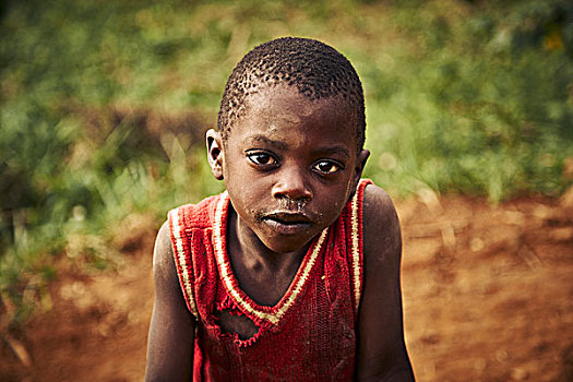 穷,儿童,部族,乡村,靠近,树林,国家公园,地区,乌干达,东方,非洲