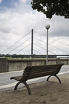 长椅,散步场所,莱茵河,杜塞尔多夫,北方,德国