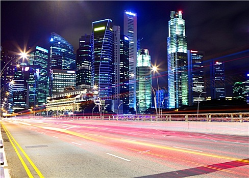 新加坡,夜晚,交通,道路