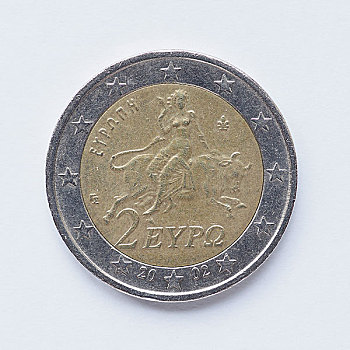 希腊,2欧元,硬币