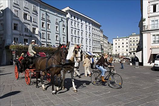 马车,老,市场,萨尔茨堡,奥地利,欧洲