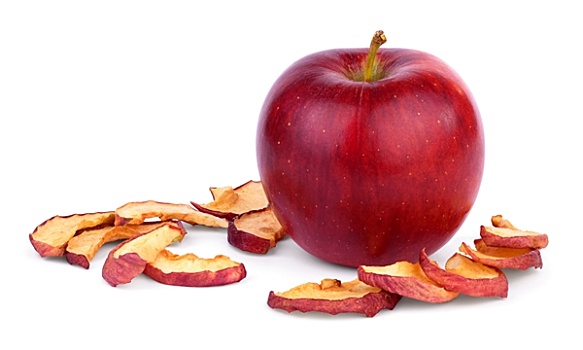 成熟,红苹果,切片,干燥,苹果,隔绝,白色背景,背景
