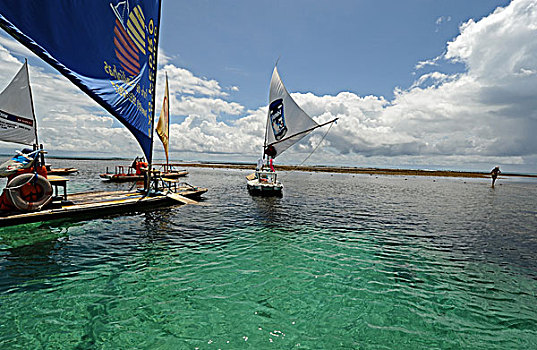 brazil,pernambuco,porto,de,galinhas,sailing,boats,going,to,the,natural,pools