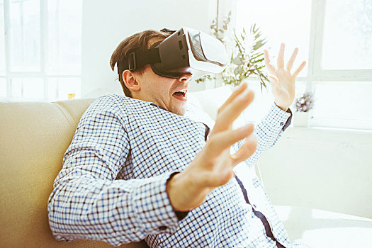 男人,眼镜,虚拟现实,未来,科技,概念