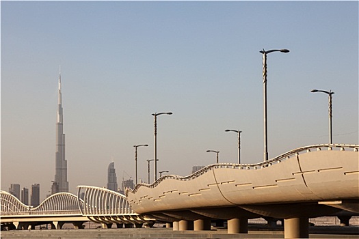 形状,桥,地平线,迪拜,阿联酋