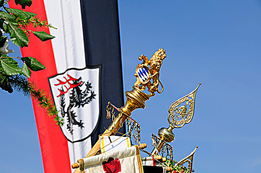 旗帜,特写,巴伐利亚,上巴伐利亚,德国,欧洲