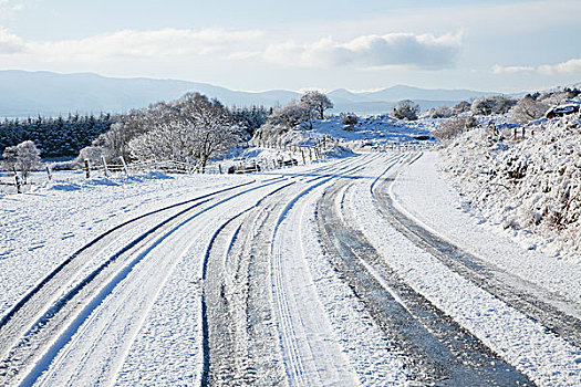 积雪,道路,凯瑞郡,爱尔兰