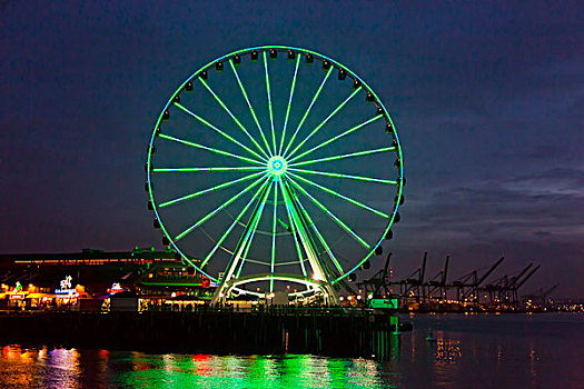 西雅图,轮子,绿色,蓝色,华盛顿,美国