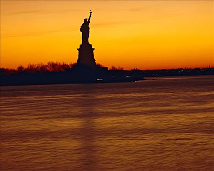 冬天,自由女神像,日出,新泽西,国家纪念建筑,纽约