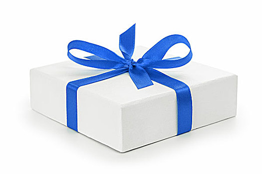 白色,质地,礼盒,蓝带,蝴蝶结,隔绝,白色背景