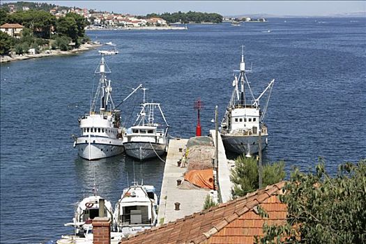 沙丁鱼,渔船,岛屿,亚得里亚海,克罗地亚,欧洲