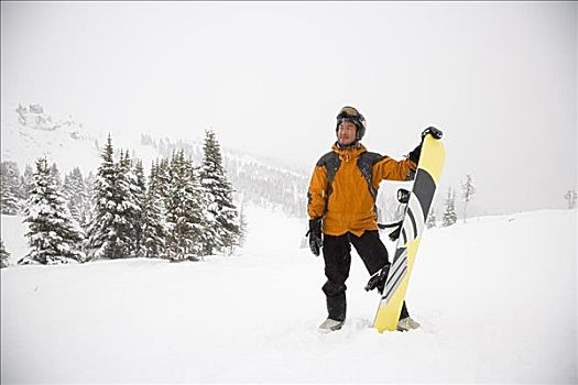 肖像,滑雪板玩家,班芙国家公园,艾伯塔省,加拿大