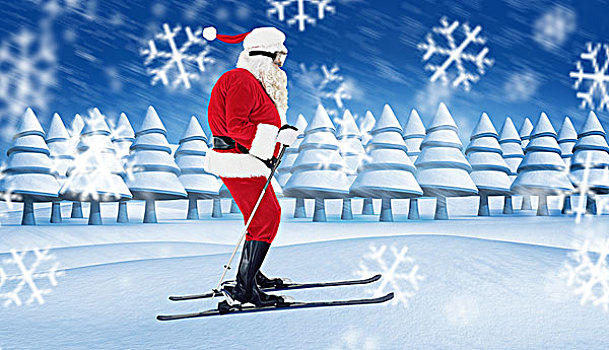 喜庆,圣诞老人,滑雪