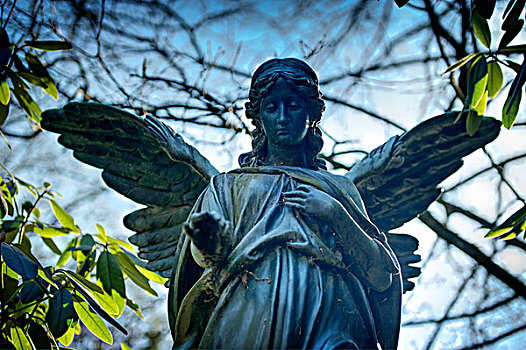 天使,雕塑,墓地,汉堡市,德国,欧洲