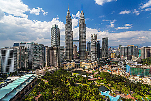 城市,吉隆坡,双子塔,远景,马来西亚