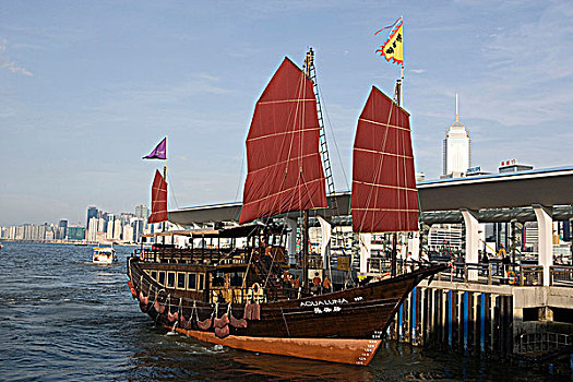 中国帆船,码头,中心,香港