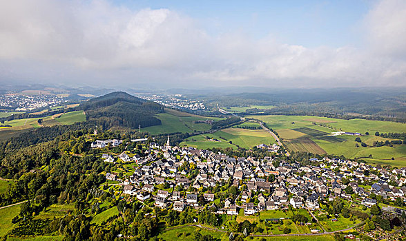 风景,云,半木结构,乡村,藻厄兰,北莱茵威斯特伐利亚,德国