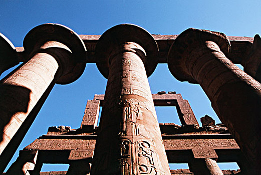 埃及,路克索神庙,多柱厅,纸莎草,柱子,石头,工作,大幅,尺寸