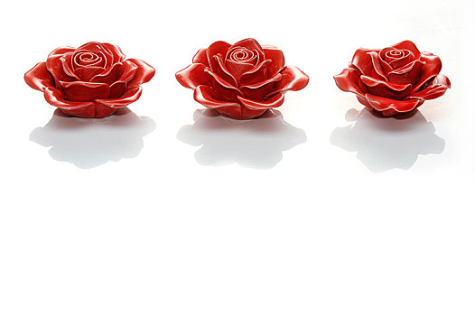 三个,玫瑰,花,陶瓷,德国,欧洲