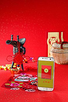 手机,抢红包,春节,喜庆