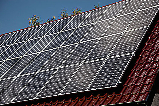 特写,太阳能电池板,屋顶