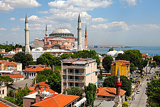 土耳其,伊斯坦布尔,市区,地区,藍色清真寺,神圣,大教堂,圣索菲亚教堂,清真寺
