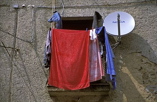 洗衣服,弄干,户外,住宅区,卡拉布里亚,意大利,欧洲