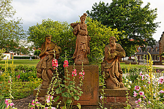 圣母玛利亚,雕塑,花园,教堂,黑森州,德国,欧洲