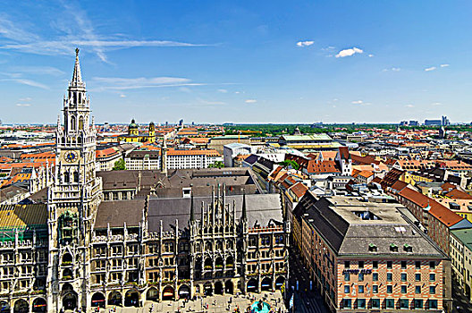 风景,教堂,玛利亚广场,新,城镇,慕尼黑,上巴伐利亚,巴伐利亚,德国,欧洲