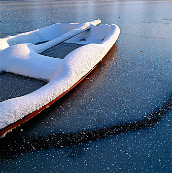 划艇,积雪
