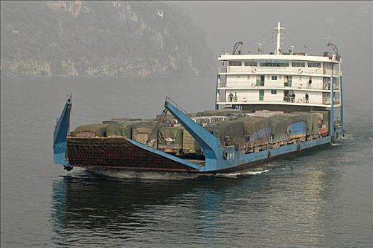 货船,长江,河,靠近,宜昌,中国