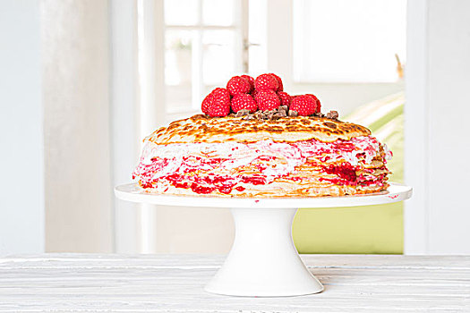 生日蛋糕,薄烤饼,树莓,鲜明,房间