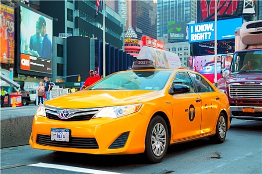 黄色出租车,时代广场,纽约