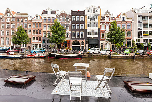 荷兰,阿姆斯特丹,桌子,椅子,船屋