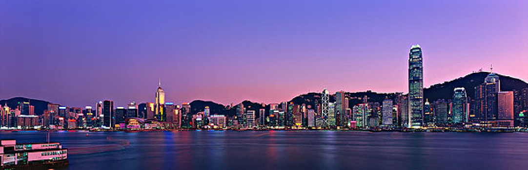 香港,天际线,九龙,黄昏